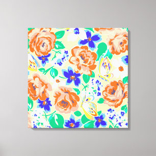 Cute colorful floral pattern canvas print