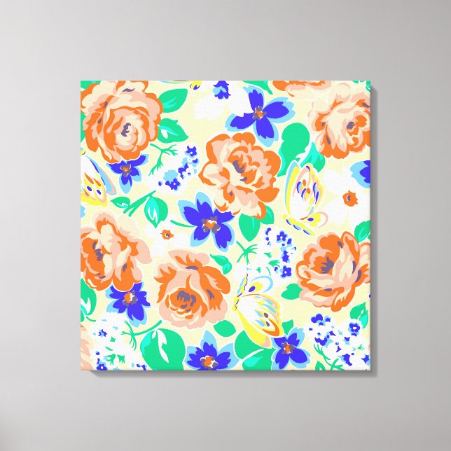 Cute colorful floral pattern canvas print (Front)
