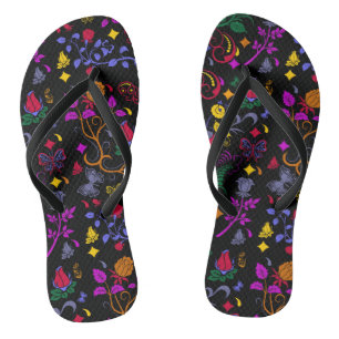 Cute colorful floral pattern flip flops