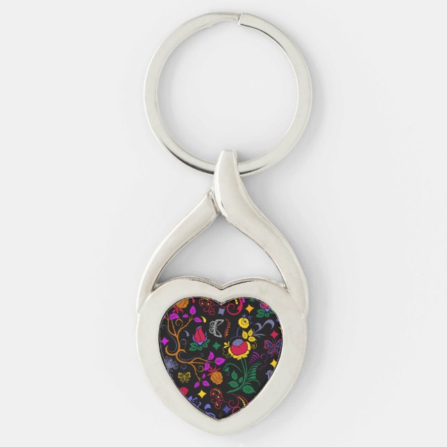 Cute colorful floral pattern  keychain (Front)