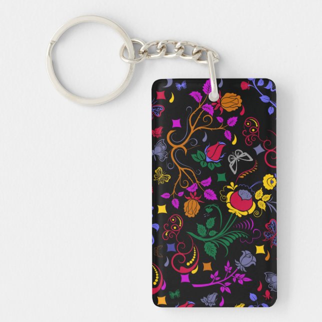 Cute colorful floral pattern  keychain (Front)