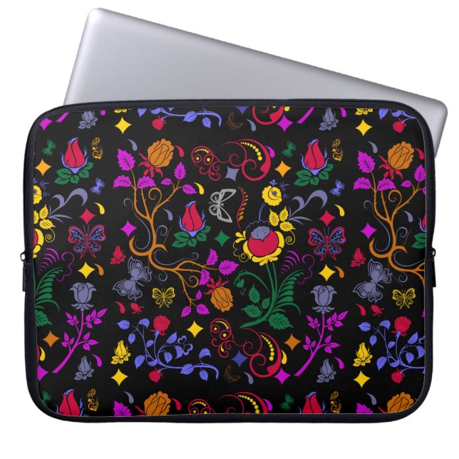 Cute colorful floral pattern  laptop sleeve (Front)