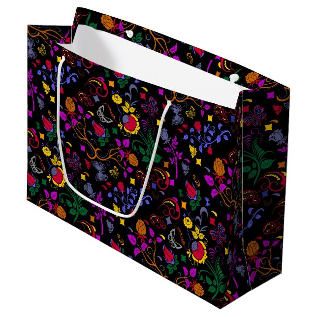 Cute colorful floral pattern  large gift bag (Front Angled)