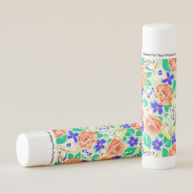 Cute colorful floral pattern lip balm (Front)
