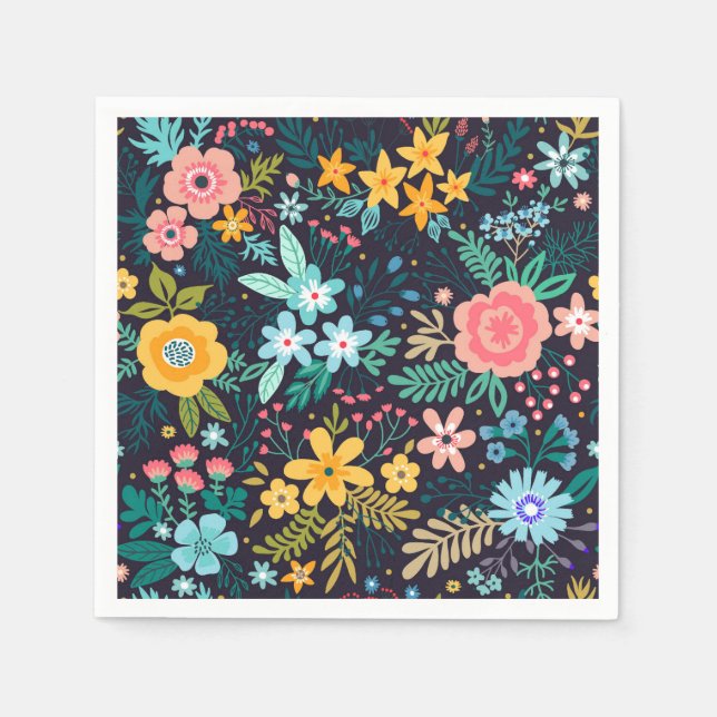 Cute Colorful Floral Pattern Napkins (Front)