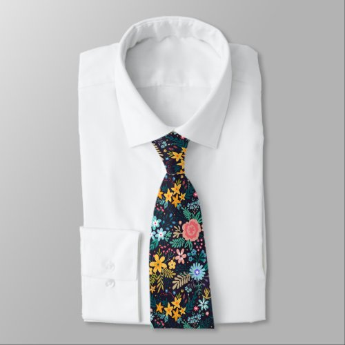 Cute Colorful Floral Pattern Neck Tie