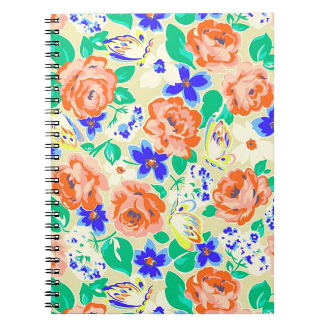 Cute colorful floral pattern notebook (Front)
