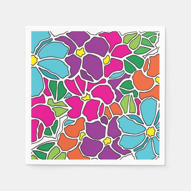 Cute Colorful Floral Pattern Paper Napkins (Front)