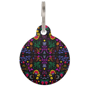 Cute colorful floral pattern  pet ID tag