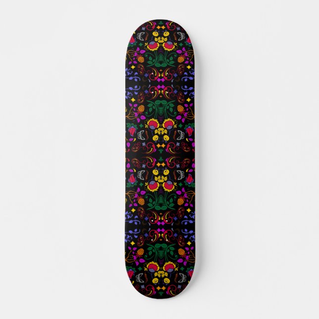 Cute colorful floral pattern  skateboard (Front)