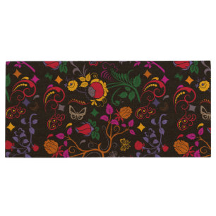 Cute colorful floral pattern wood flash drive
