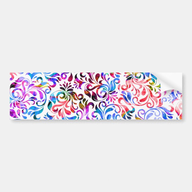 Cute colorful floral patterns bumper sticker (Front)