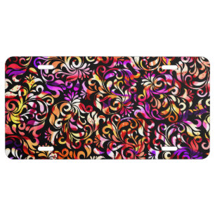 Cute colorful floral patterns license plate