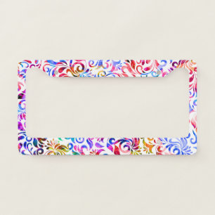 Cute colorful floral patterns license plate frame