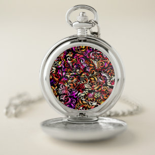 Cute colorful floral patterns pocket watch