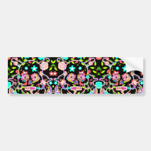Cute colorful floral skull bumper sticker