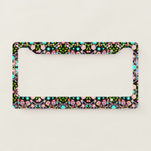 Cute colorful floral skull license plate frame