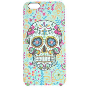 Cute Colorful Floral Sugar Skull & Flowers Clear iPhone 6 Plus Case