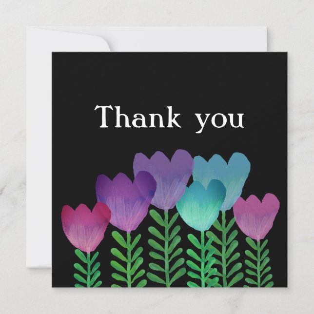 Cute Colorful Floral  Thank You Card (Front)