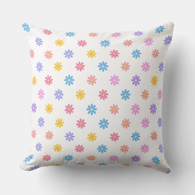 Cute Colorful Floral Throw Pillow (Front)