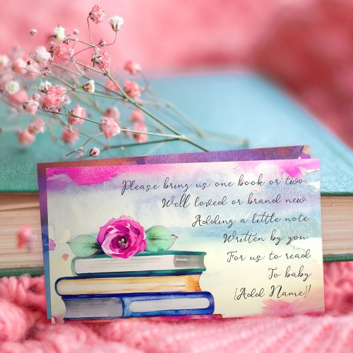    Cute Colorful Floral Watercolor Books for Baby  Enclosure Card