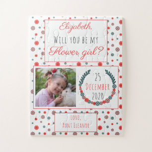 Cute Colorful Floral Will You Be My Flower Girl Jigsaw Puzzle