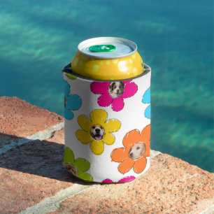 Cute colorful flower Dog Mom Fun Photo Collage Can Cooler