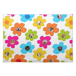 Cute colorful flower Dog Mom Fun Photo Collage Cloth Placemat