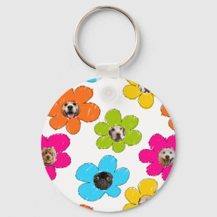 Cute colorful flower Dog Mom Fun Photo Collage Keychain