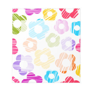 Cute colorful flower girly cheerful floral pattern notepad