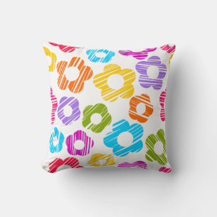 Cute colorful flower girly cheerful floral pattern throw pillow