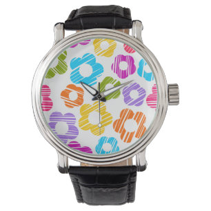 Cute colorful flower girly cheerful floral pattern watch
