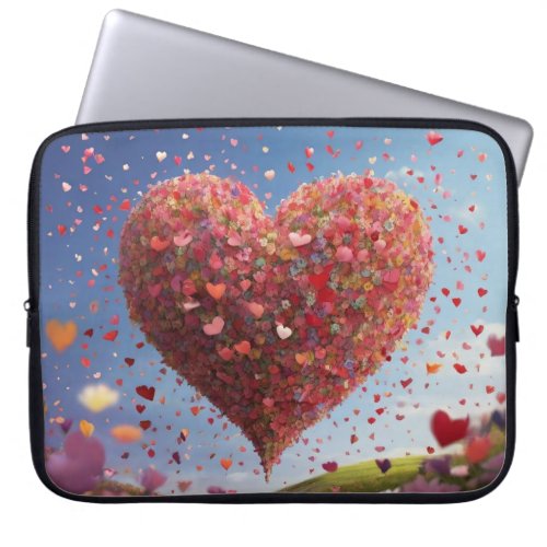 Cute colorful flower Hearts Valentines Day Laptop Sleeve