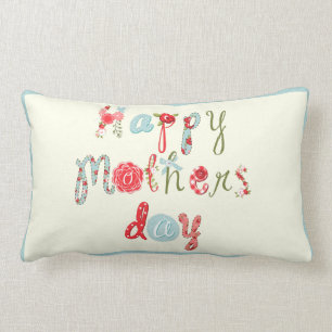 Cute Colorful Flower Letters-Happy Mothers Day 3 Lumbar Pillow