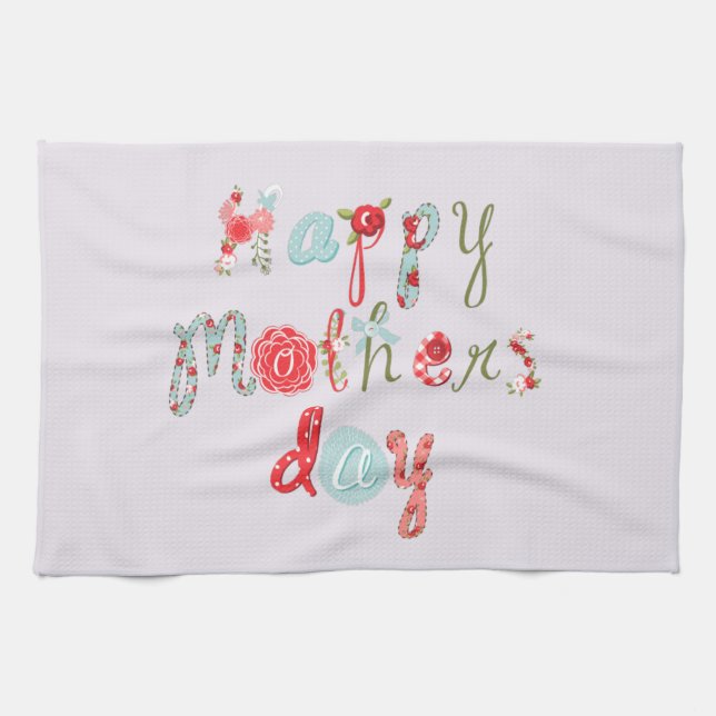 Cute Colorful Flower Letters-Happy Mothers Day Towel (Horizontal)