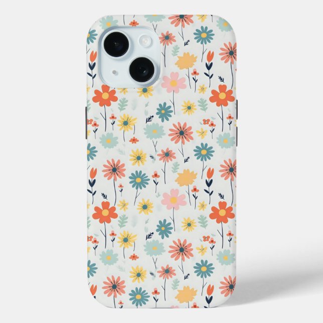 Cute Colorful Flower Pattern Case-Mate iPhone Case (Back)