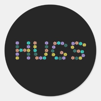 Cute Colorful Flowered Hugs Classic Round Sticker by Ixodoi_Art at Zazzle