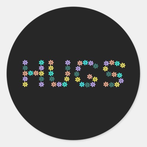 Cute colorful flowered hugs classic round sticker