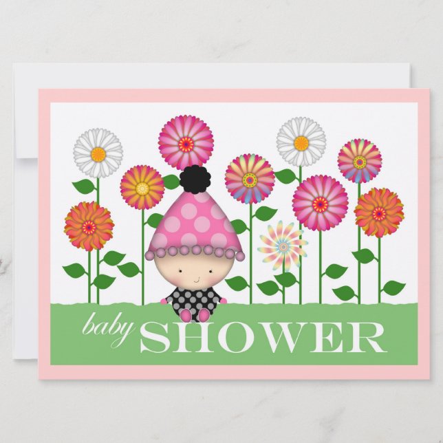 Cute Colorful Flowers and Baby Baby Shower Invitation (Front)