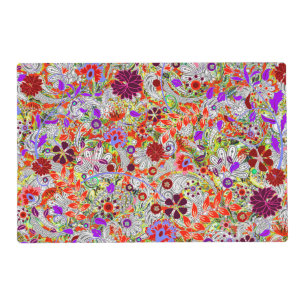 Cute colorful flowers collage design placemat