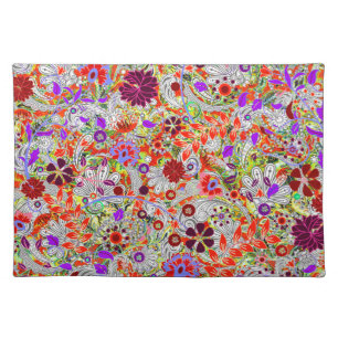 Cute colorful flowers collage design placemat