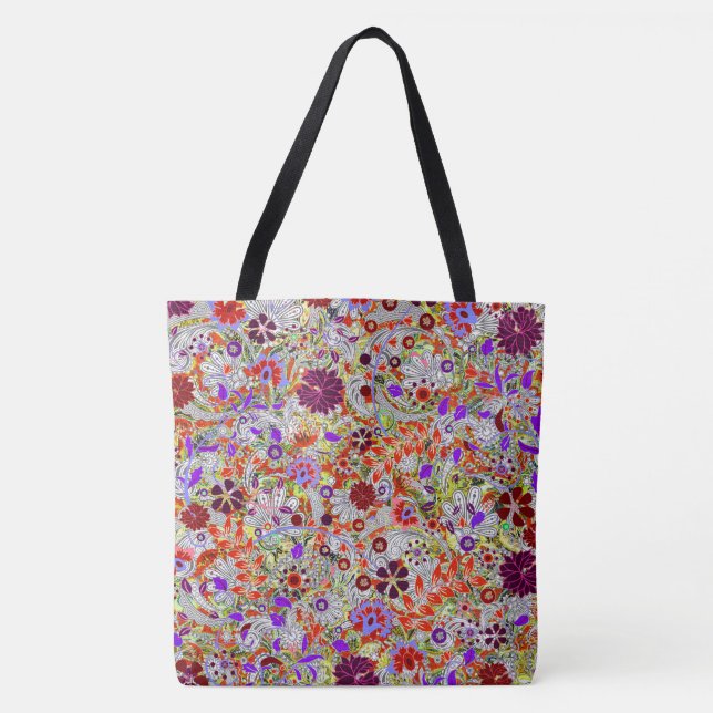 Cute colorful flowers collage design tote bag (Front)