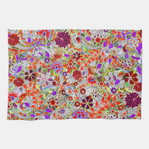 Cute colorful flowers collage design towel
