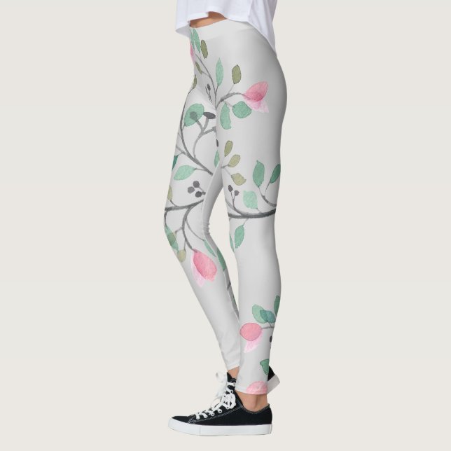 Cute Colorful Flowers Design Leggings (Left)