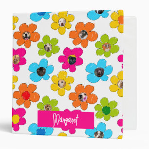Cute colorful flowers Dog Mom Photo Collage Name 3 Ring Binder