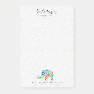 Cute Colorful Flowers Elephant Post-it Notes