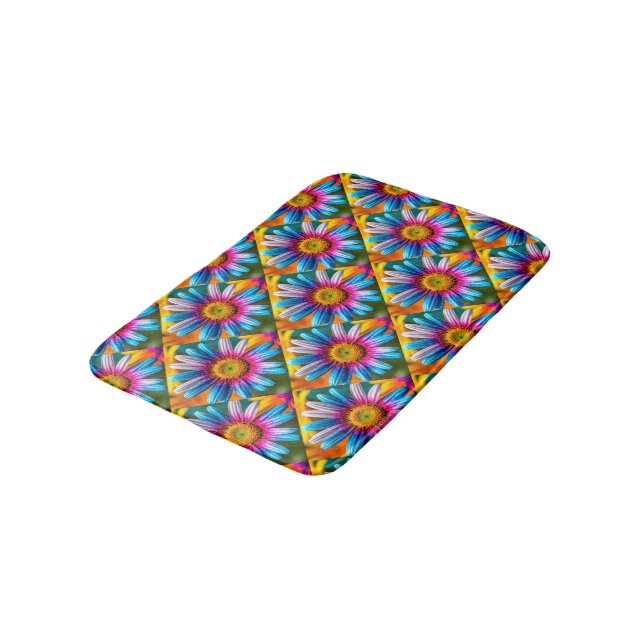 Cute Colorful Flowers Pattern Bath Mat (Angled)