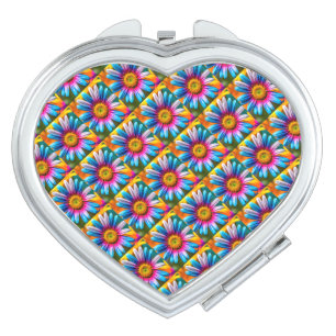 Cute Colorful Flowers Pattern Compact Mirror