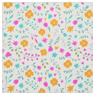 Cute colorful flowers pattern fabric