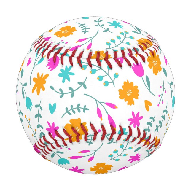 Cute colorful flowers pattern fabric baseball (Front)